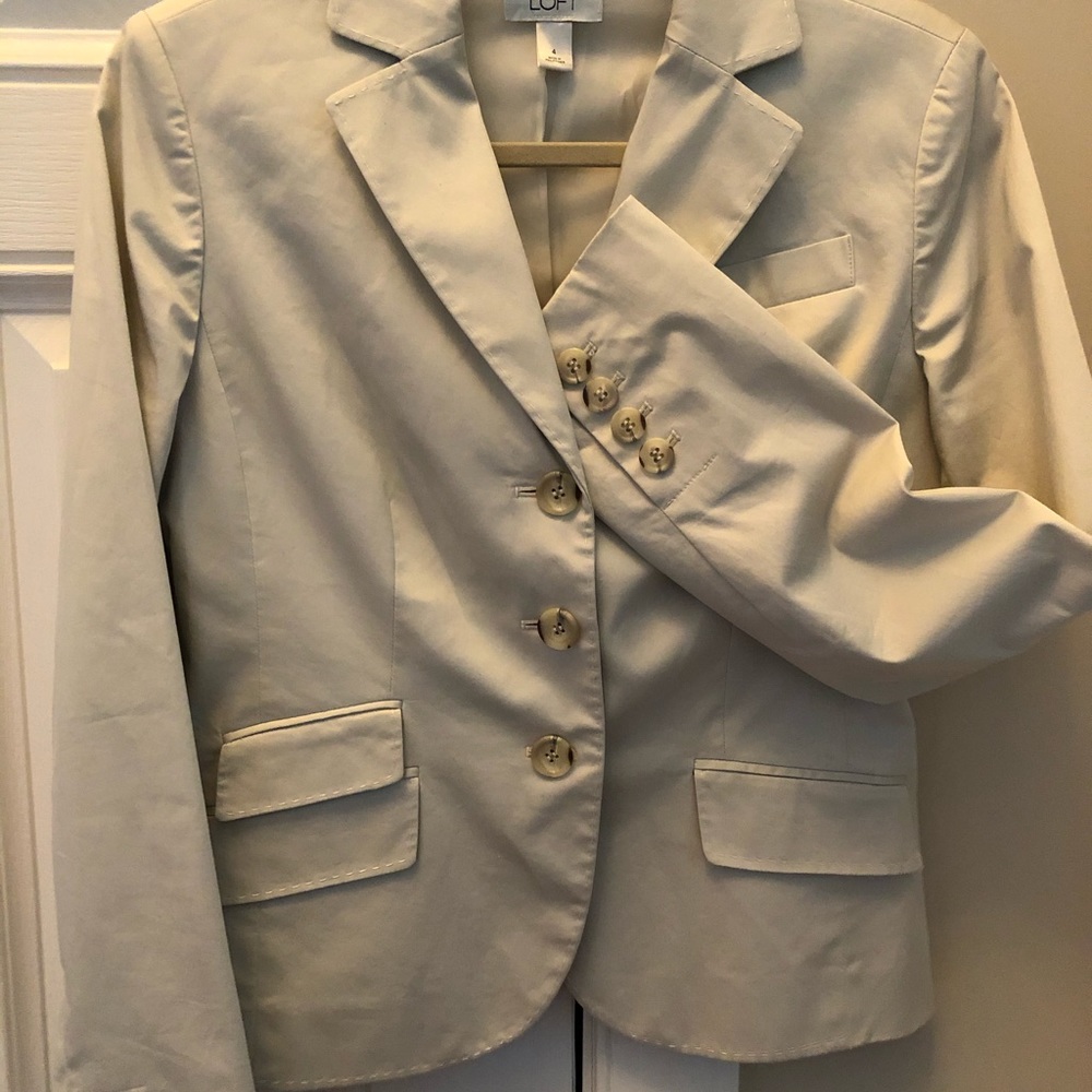 Khaki cotton blend blazer